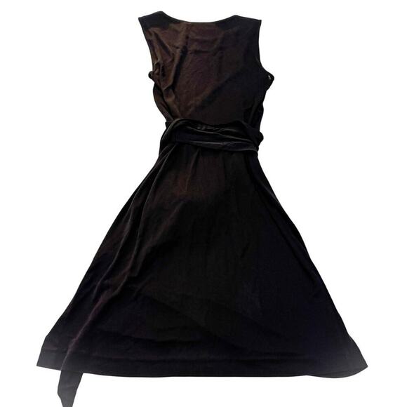 Diane Von Furstenberg Black Wrap Skirt Sleeveless Classic Midi Dress Size Medium - Picture 2 of 6